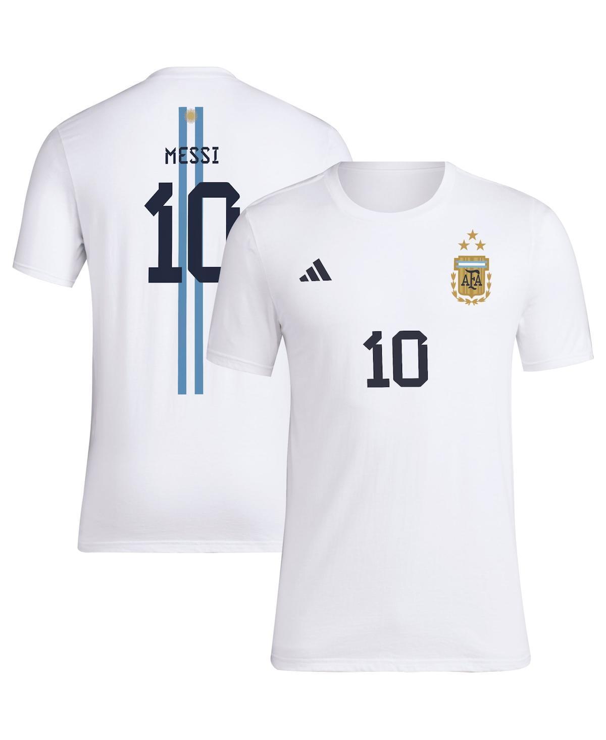 Mens adidas Lionel Messi White Argentina National Team Name and Number T-shirt Product Image