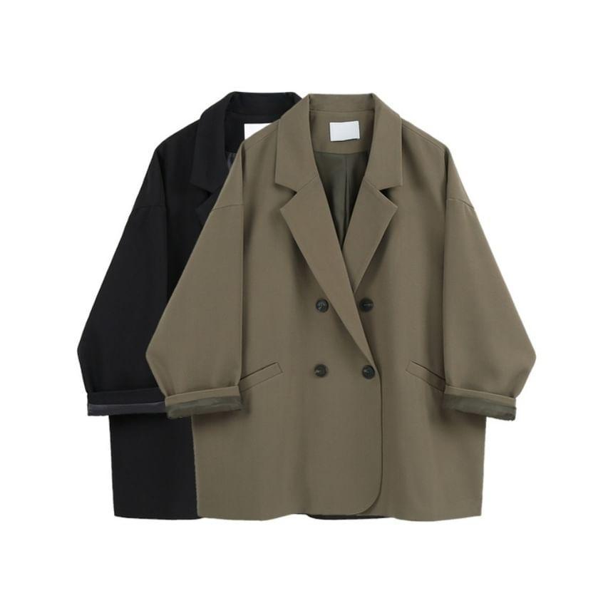 Plain Double-Breasted Blazer Product Image