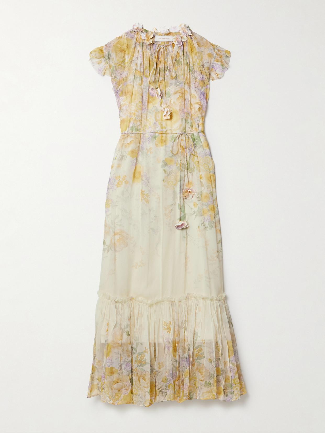 ZIMMERMANN Yellow Harmony Flutter Midi Dress In Citgrpr Citrus Garden Print Product Image