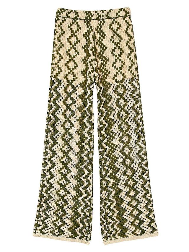 Sandro Henrik Geometric Crochet Wide Leg Pants Product Image