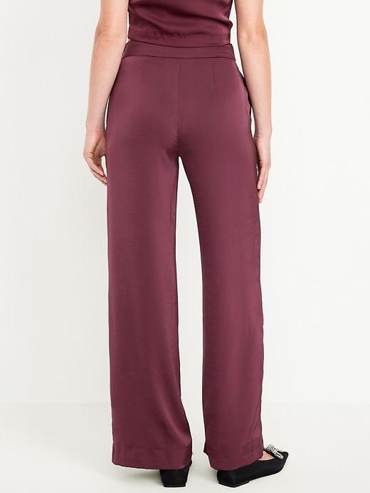 High-Waisted Satin Super Wide-Leg Pants Product Image