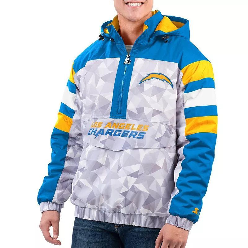 Mens Starter /Powder Blue Los Angeles Chargers Thursday Night Gridiron Raglan Half-Zip Hooded Jacket Product Image