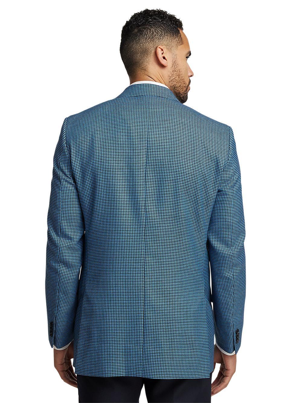 Wool Houndstooth Single Breasted Peak Lapel Sport Coat - Blue/black Product Image