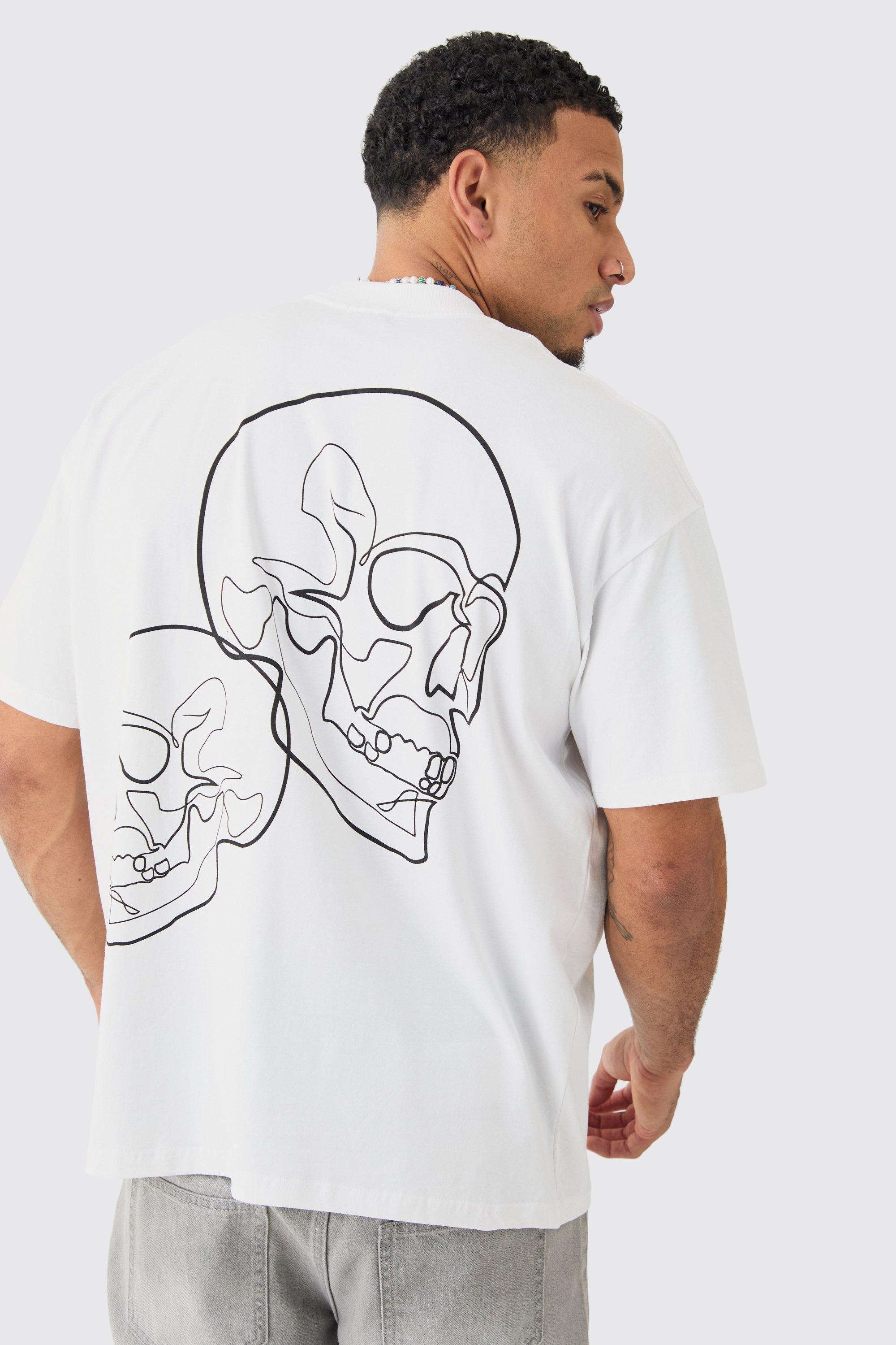 Oversized Skull Stencil Heavyweight T-shirt | boohooMAN USA Product Image