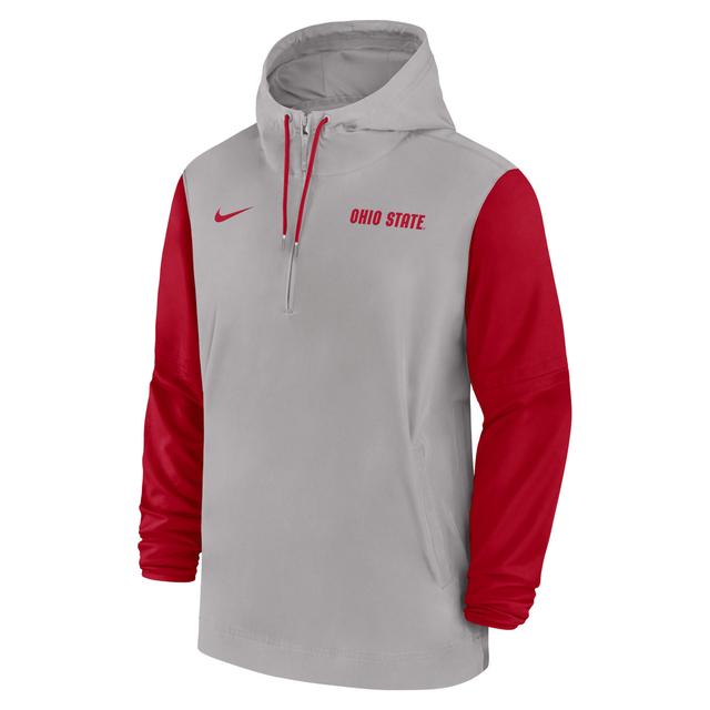 Ohio State Buckeyes Sideline Pre-Game Player Nike Mens College 1/2-Zip Hooded Jacket Product Image