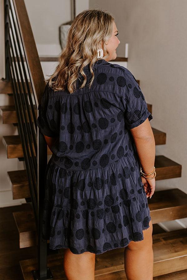 Dancing In The Sun Babydoll Dress In Navy Curves Product Image