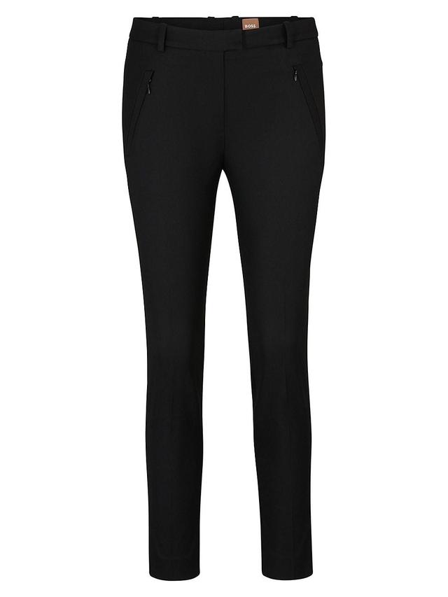 Womens Cropped Slim-Fit Trousers with Zipped Hems Product Image