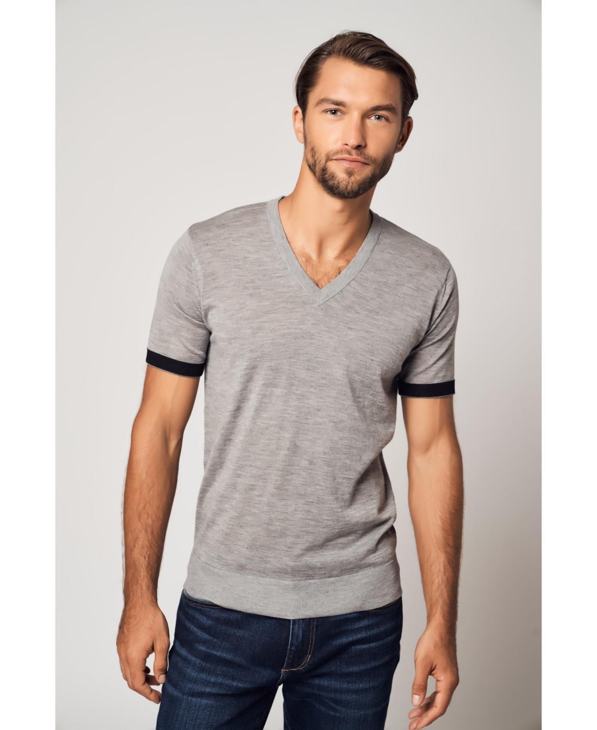 Bellemere Mens Striped Short Sleeve Cashmere T-shirt Product Image