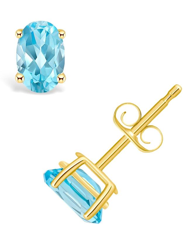 Blue Topaz (1-1/6 ct. t.w.) Stud Earrings in 14K Yellow Gold or 14K White Gold Product Image