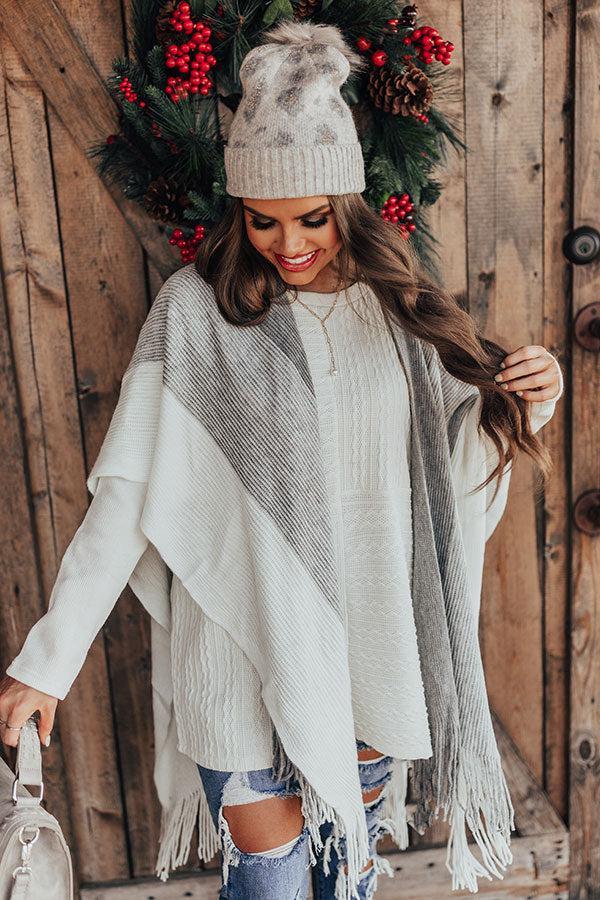 Snowy Dawn Poncho In Grey Product Image