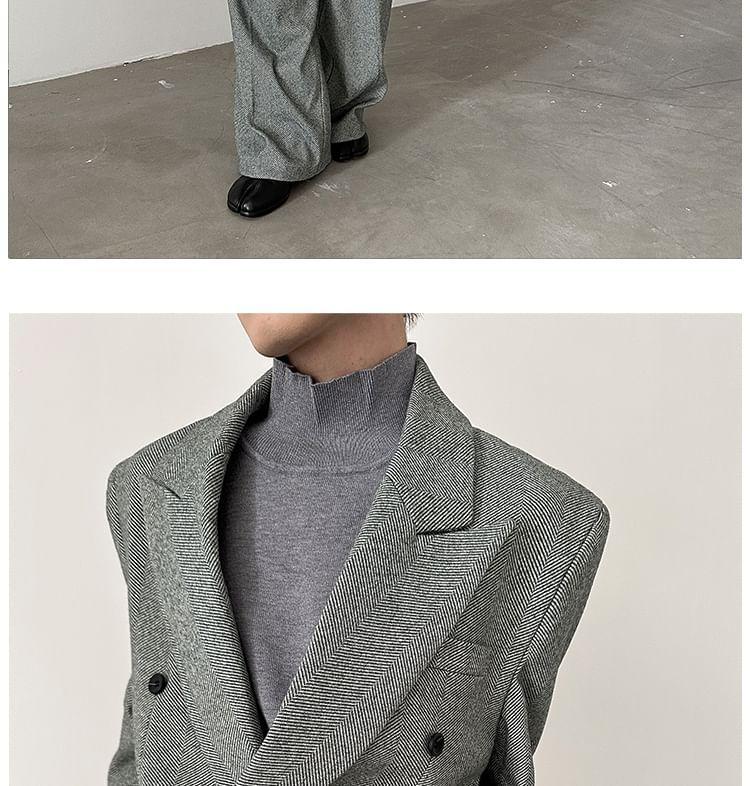 Peak Lapel Double-Breasted Blazer / Low Rise Wide Leg Dress Pants Product Image