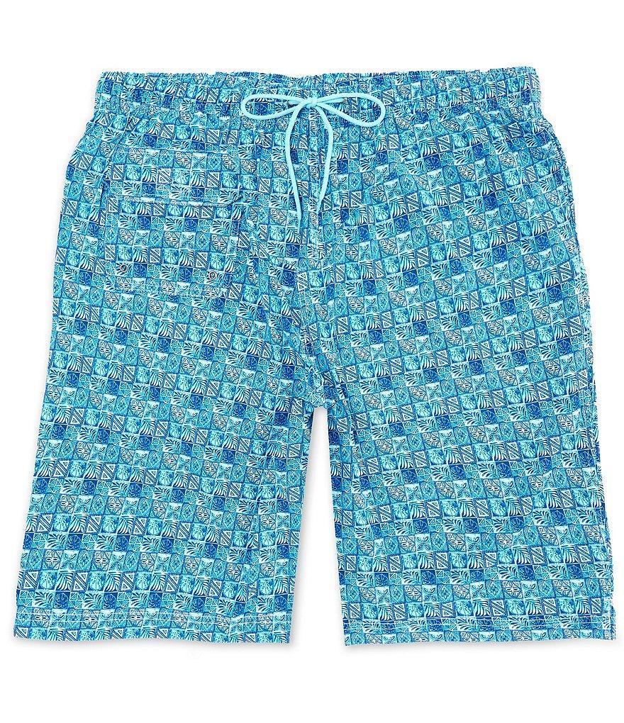 Caribbean Big & Tall Batik Geometric 9#double; And 11#double; Inseam Swim Trunks Product Image