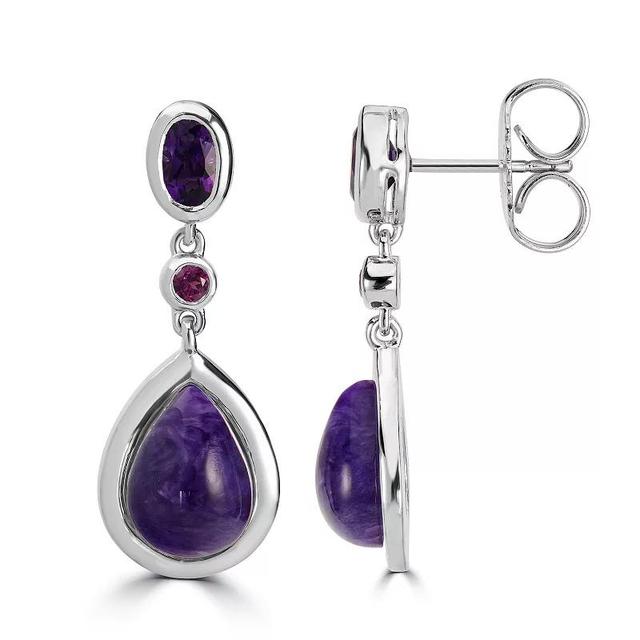 Gemistry Sterling Silver Gemstone Drop Earrings, Womens, Purple Product Image