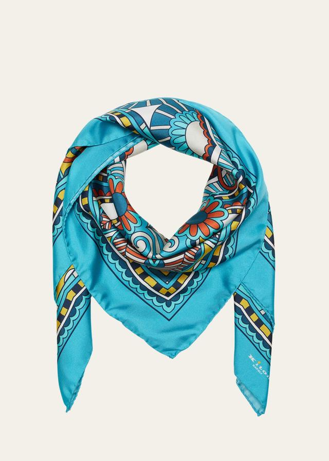 Mens Geometric-Print Silk Foulard Scarf Product Image