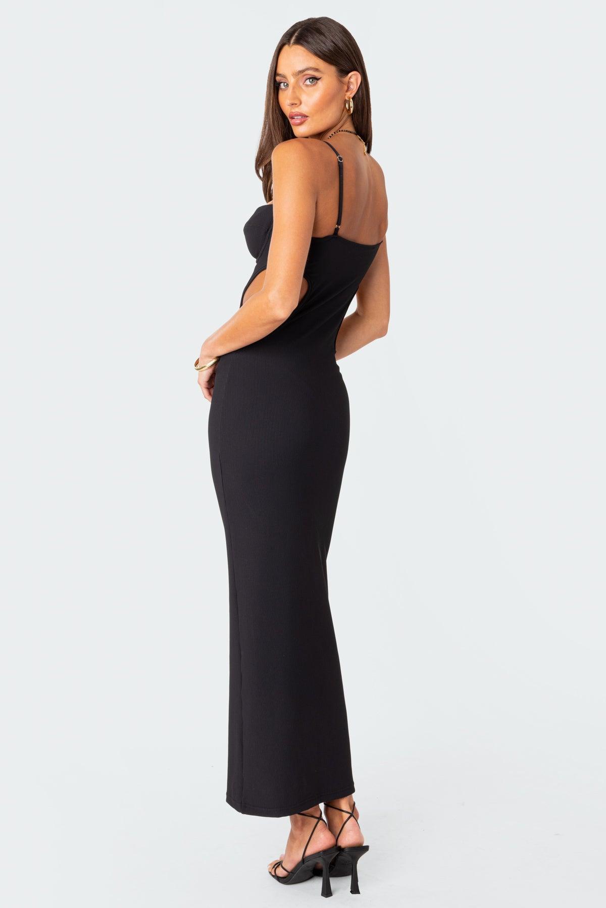 Ribbed Cut Out Cupped Maxi Dress Product Image