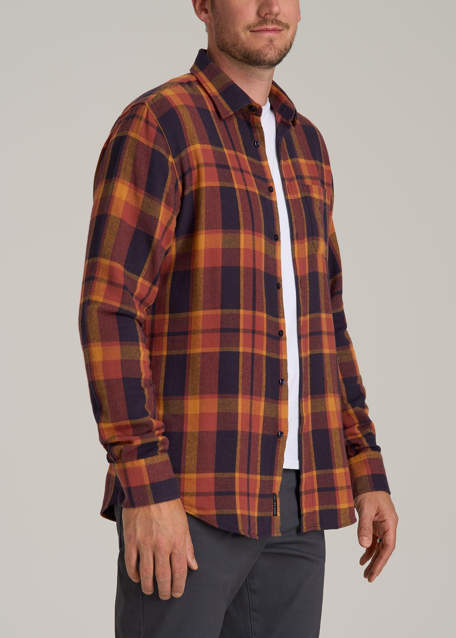 Nelson Flannel Shirt for Tall Men in Burnt Orange Tartan Male Product Image