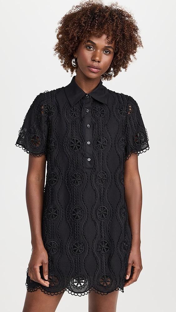 English Factory Scallop Embroidered Cotton Mini Shirt Dress | Shopbop Product Image