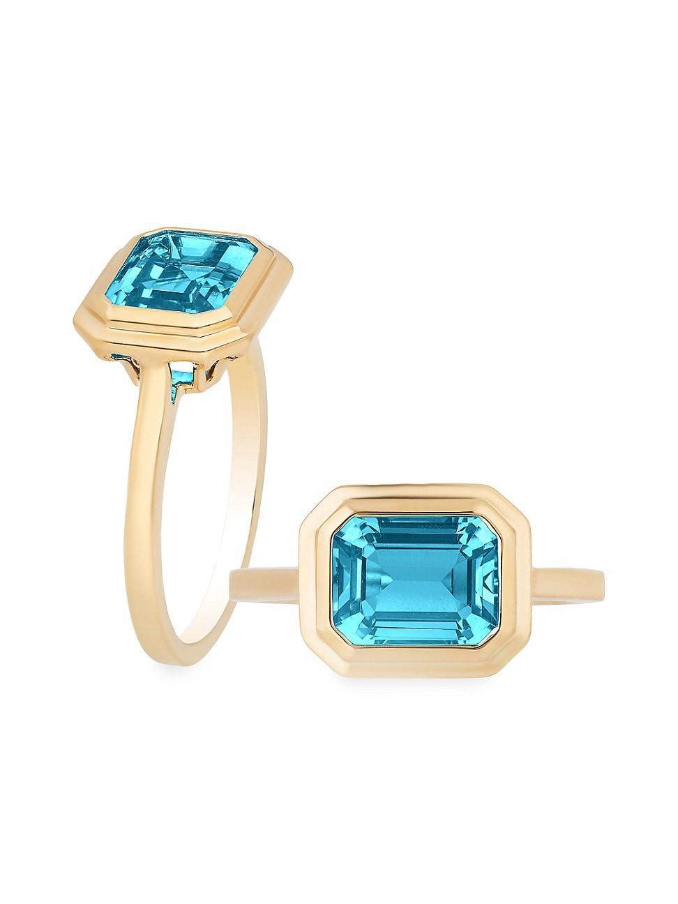 Womens Manhattan 18K Yellow Gold & Blue Topaz Ring Product Image