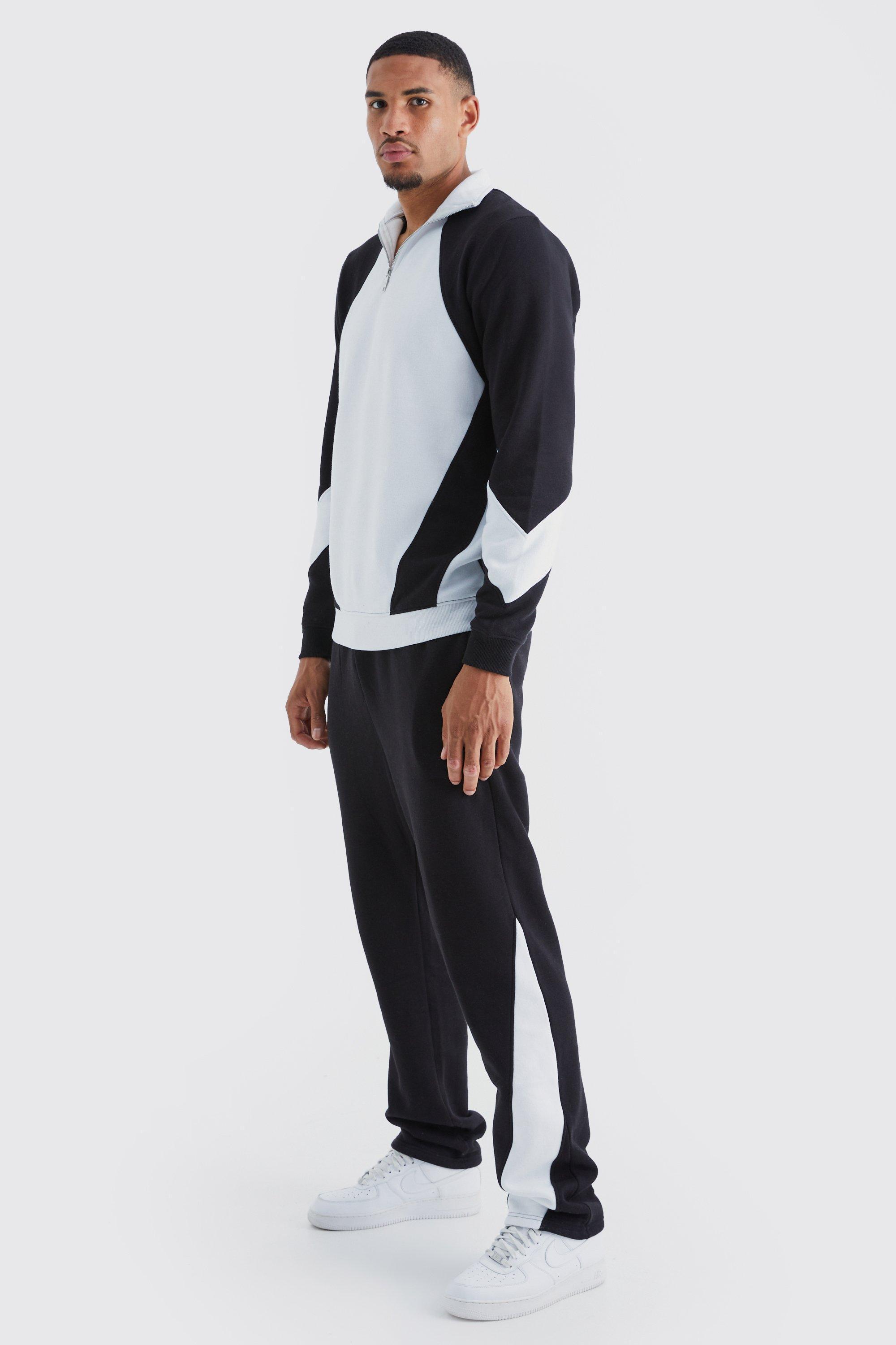 Tall Colour Block Funnel Neck Tracksuit | boohooMAN USA Product Image