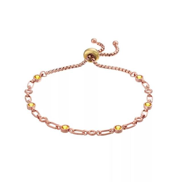 Kristen Kesho Sterling Silver Lab-Created Yellow Sapphire Adjustable Bolo Bracelet, Womens Pink Tone Product Image