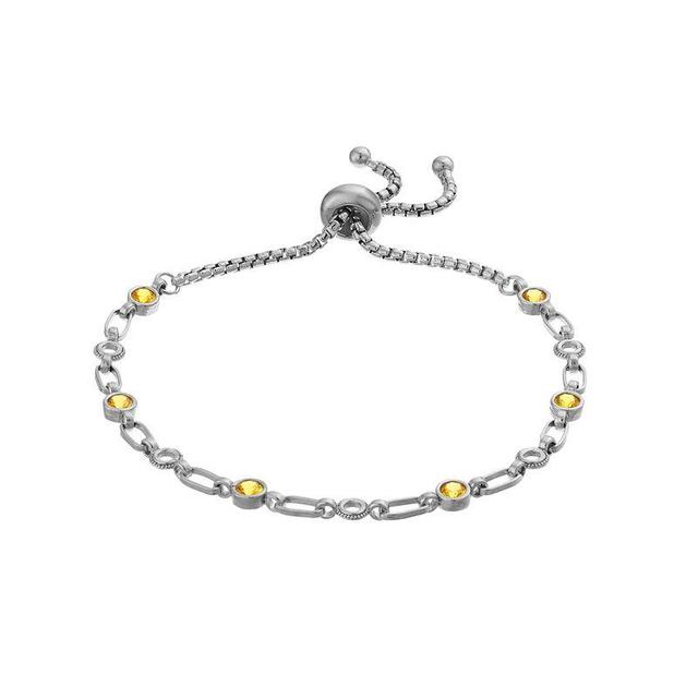 Kristen Kesho Sterling Silver Lab-Created Yellow Sapphire Adjustable Bolo Bracelet, Womens Grey Product Image