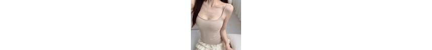 Plain Slim-Fit Padded Crop Cami Top Product Image