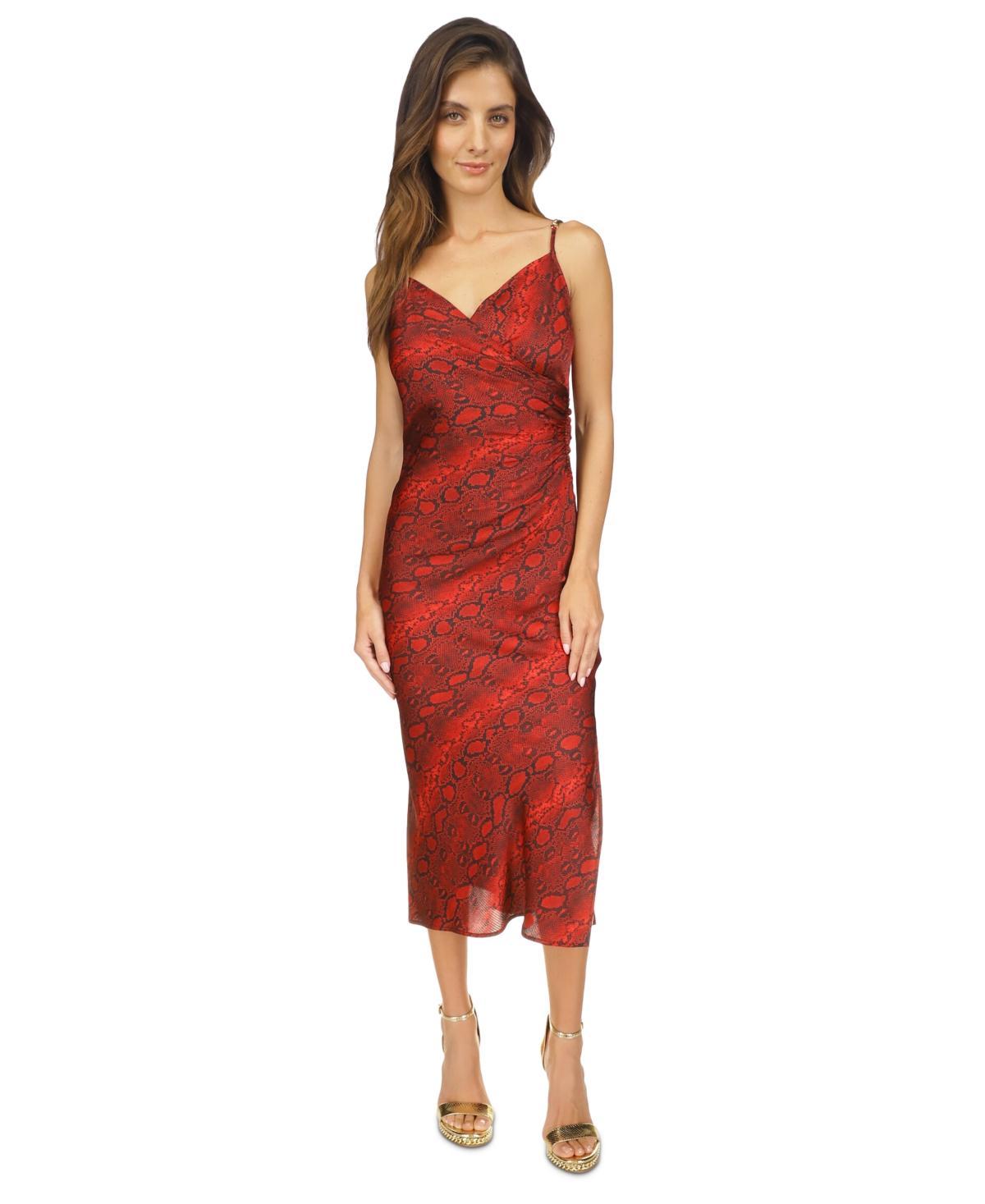 Womens Snakeskin Surplice Midi-Dress product image