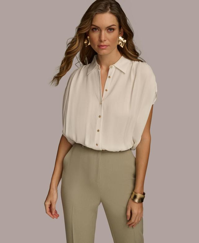 Women's Ruched-Shoulder Short-Sleeve Blouse Product Image