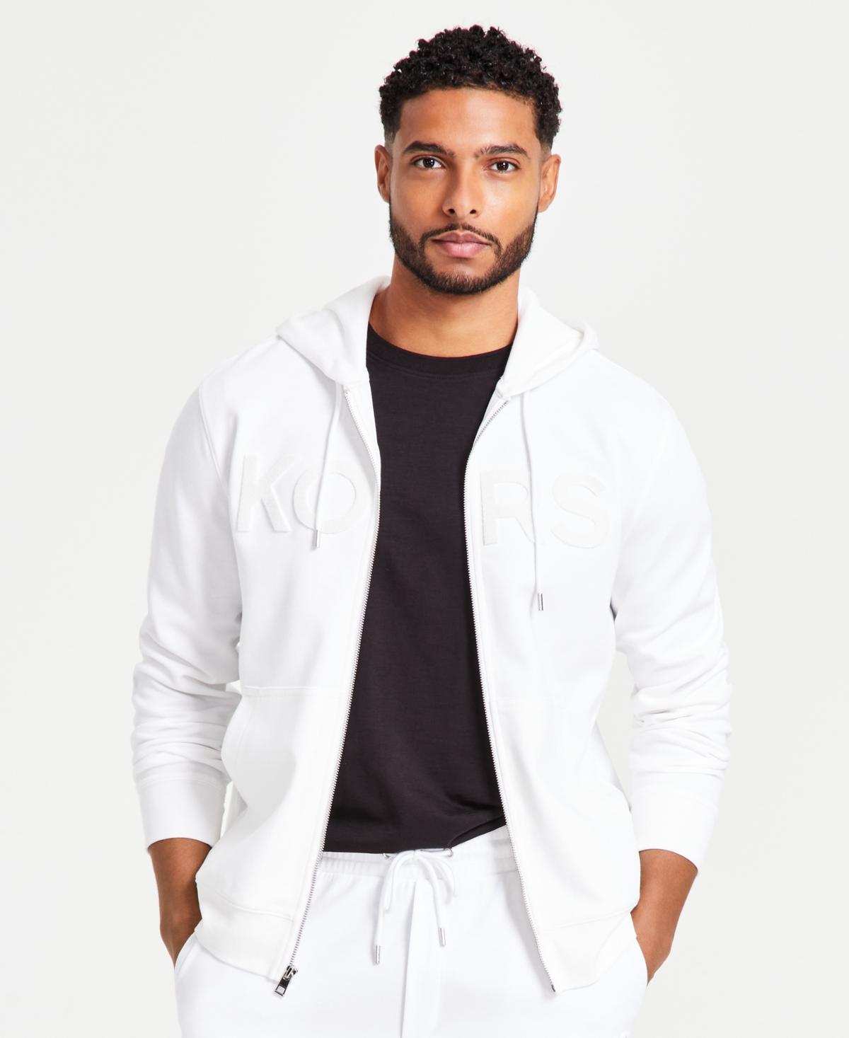 Michael Kors Mens Textured-Logo Zip Hoodie Product Image