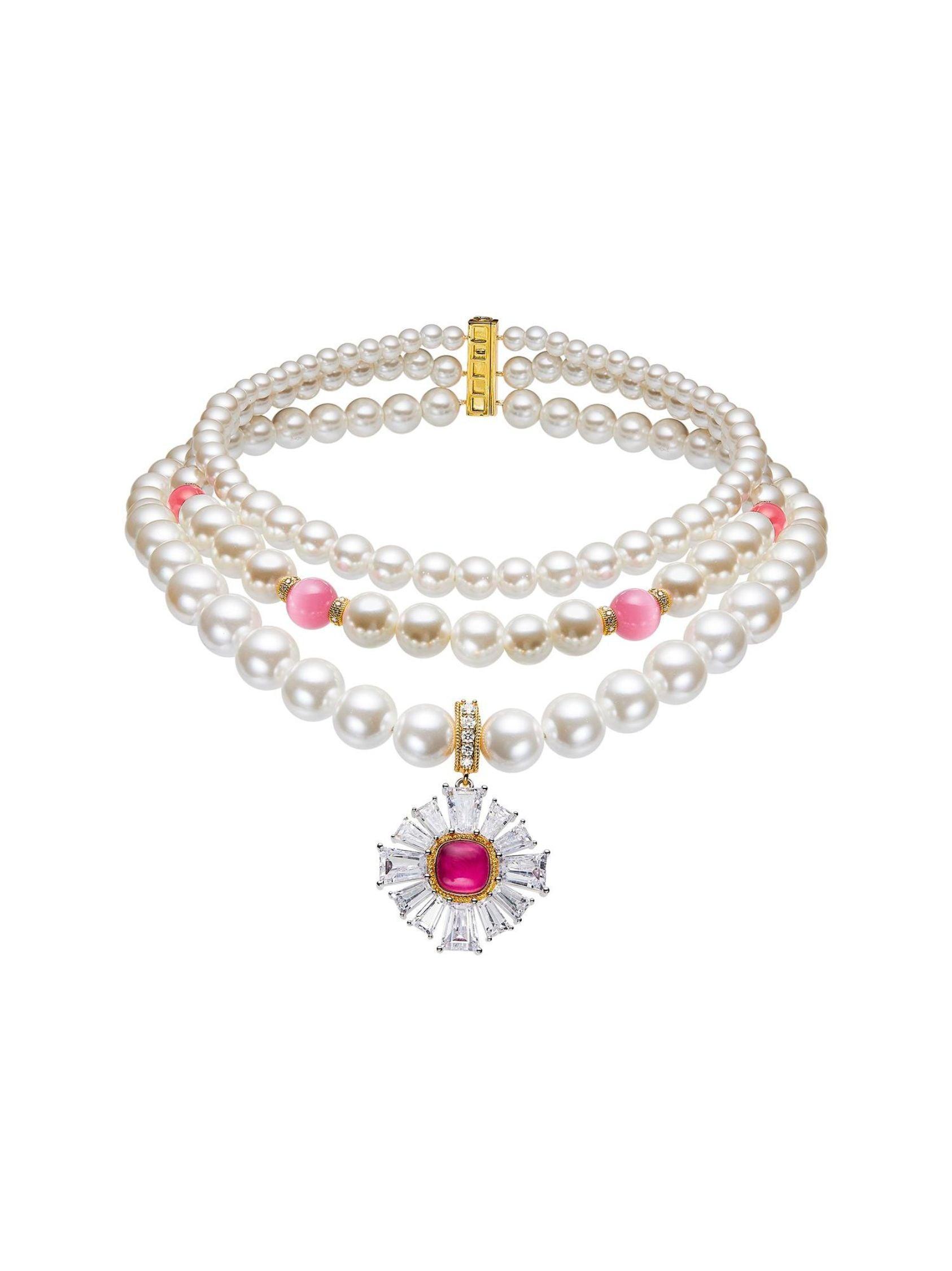 Emily Pearl Necklace (Pink) Product Image