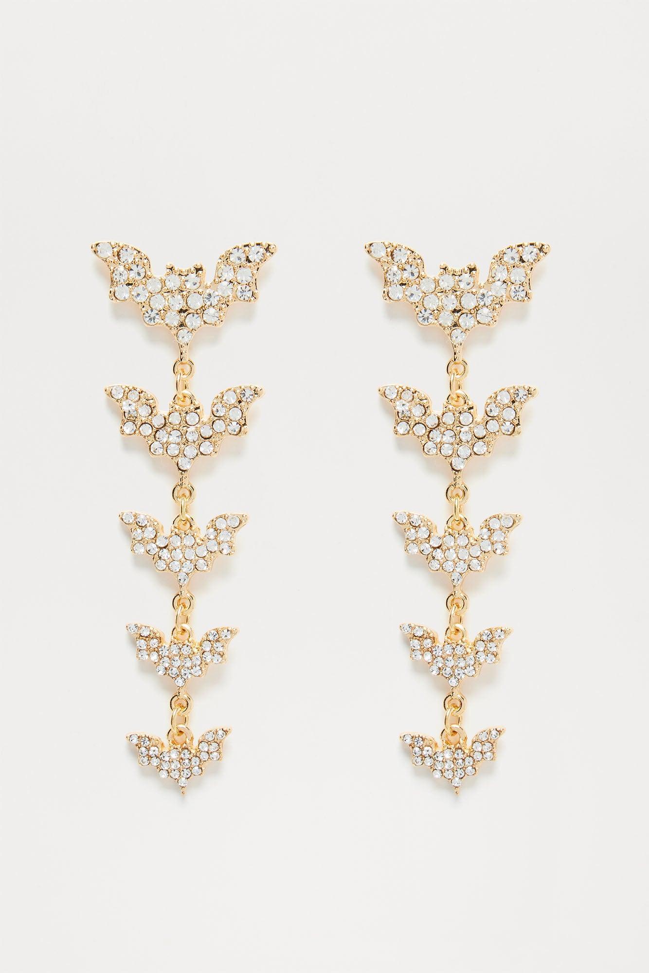 Glamorous Bats Earrings - Gold Product Image