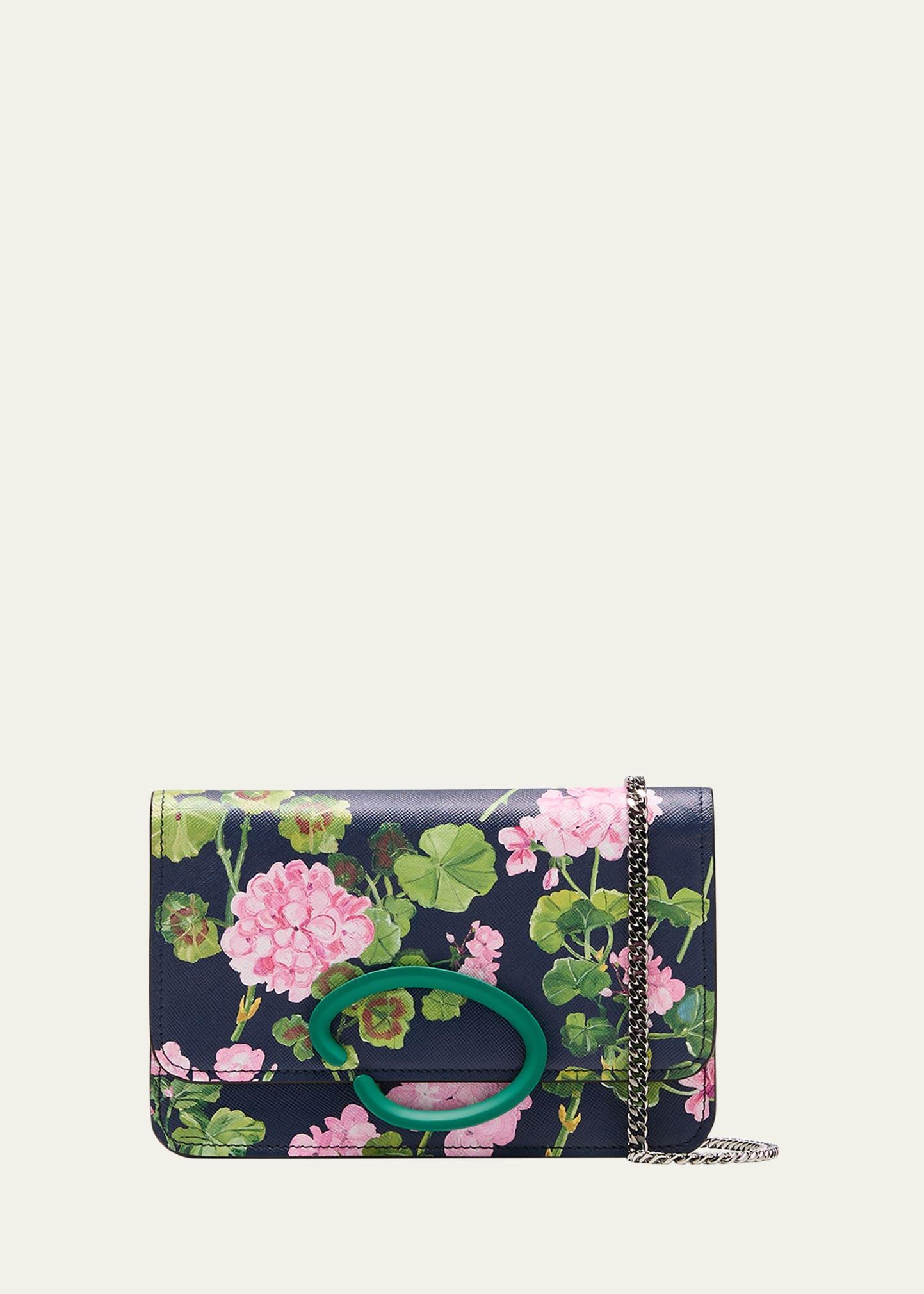 O Pochette Geranium-Print Chain Crossbody Bag Product Image