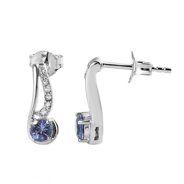 Sterling Silver Tanzanite & White Topaz Earrings, Womens Product Image