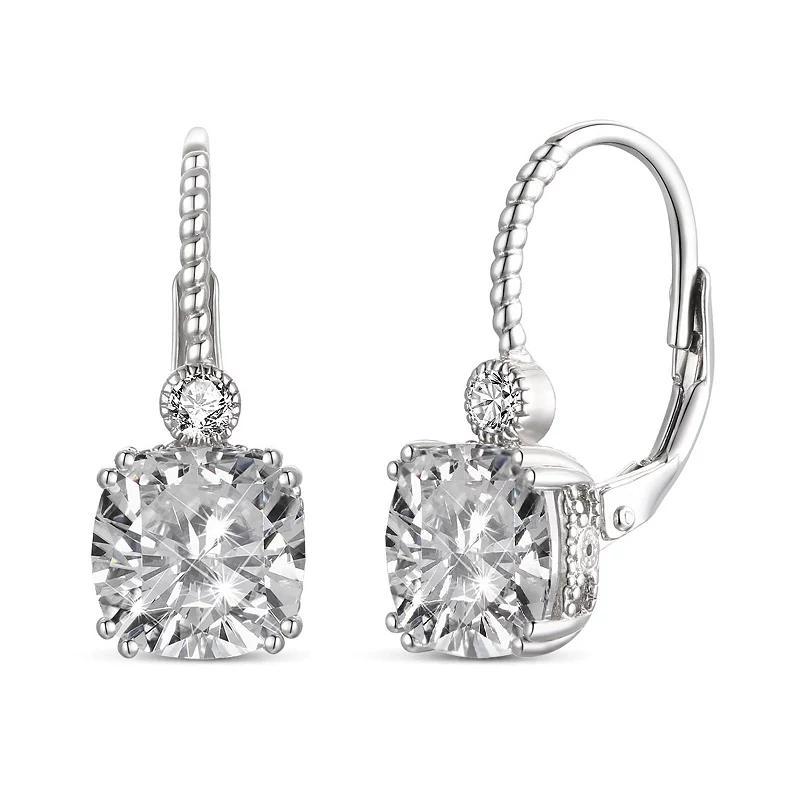 Sterling Silver Cubic Zirconia Leverback Earrings, Womens Product Image