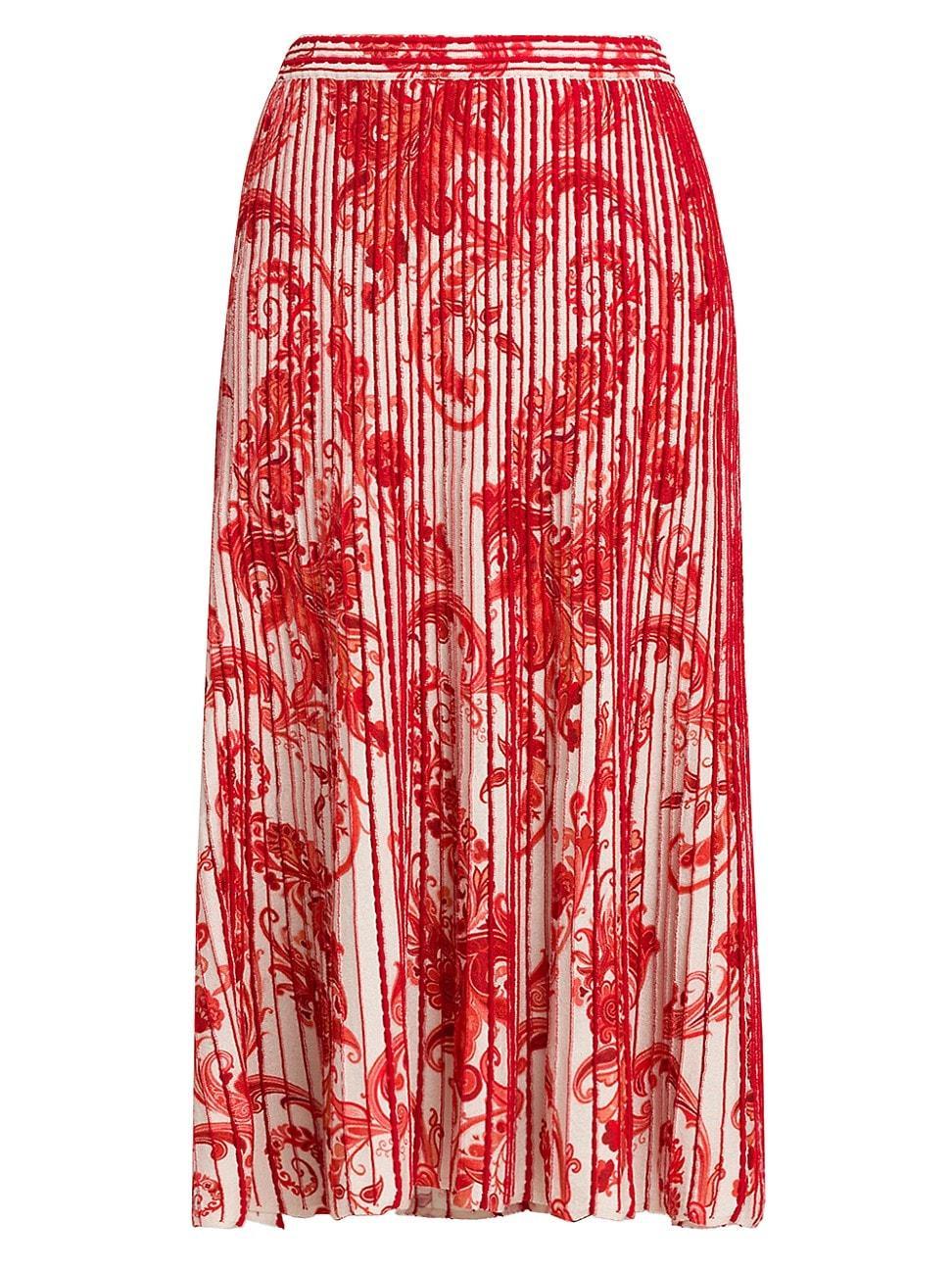 Womens Paisley Pintuck Midi Skirt Product Image