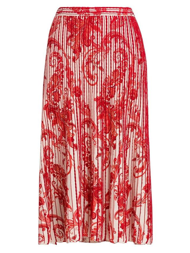 Womens Paisley Pintuck Midi Skirt Product Image