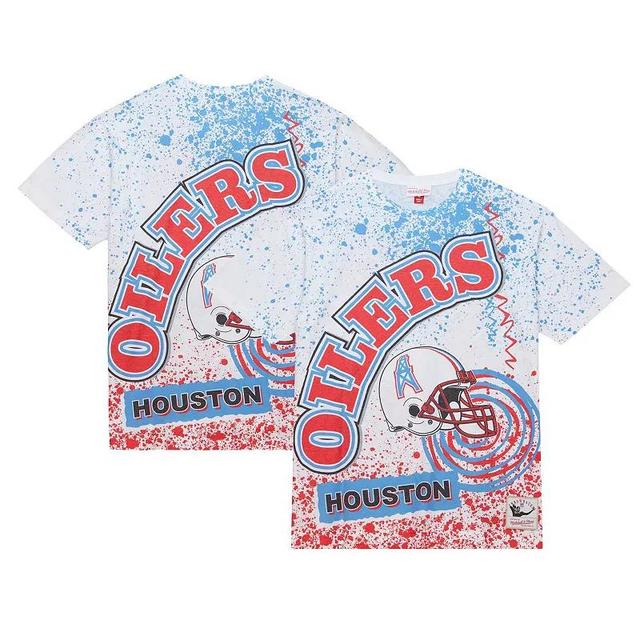 Mens Mitchell & Ness White Houston Oilers Team Burst Sublimated T-Shirt Product Image