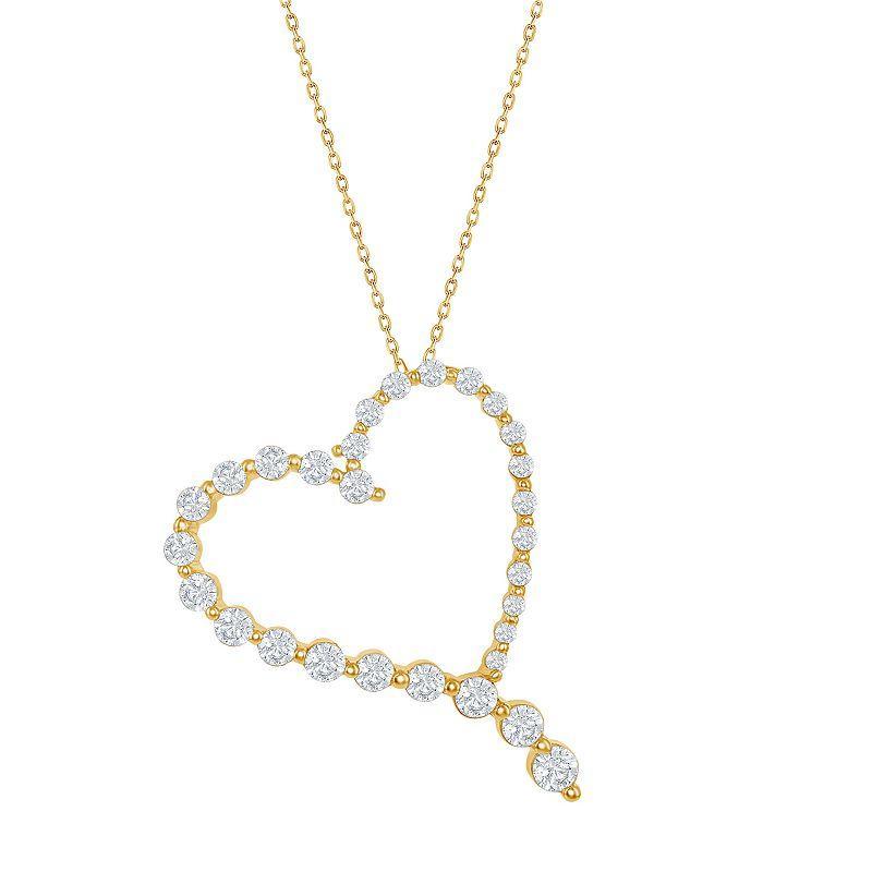 Sterling Silver & Cubic Zirconia Heart Pendant Necklace, Womens White Product Image