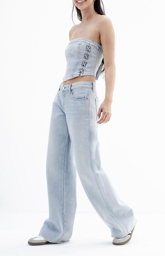 Women's Casey Light Indigo Low Rise Baggy Jeans Product Image