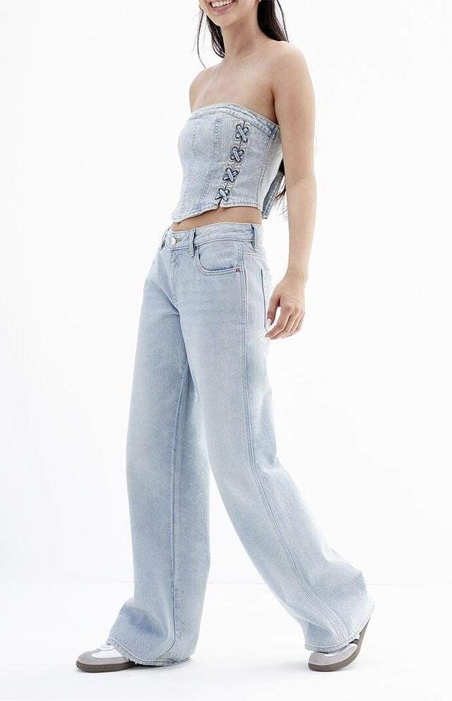 Women's Eco Light Indigo Low Rise Baggy Jeans Product Image