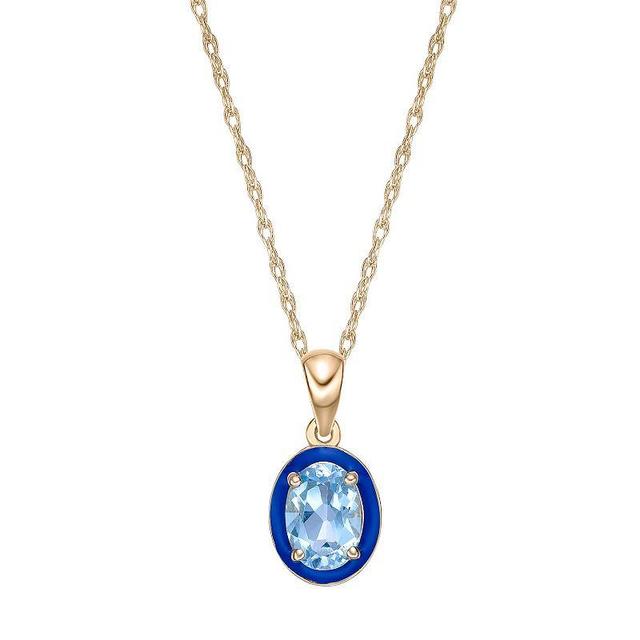 Gemminded 18k Gold Over Silver Blue Topaz with Navy Enamel Oval Pendant, Womens Gold Tone Product Image