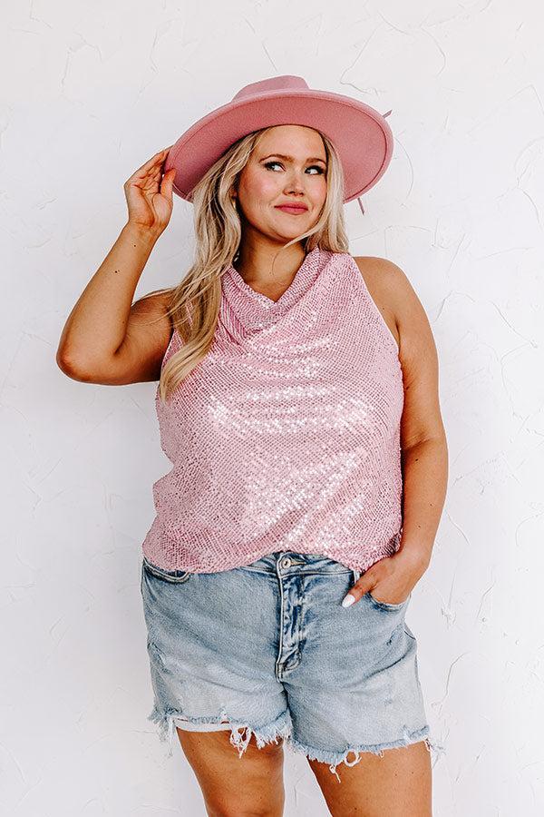 Beyond Romance Sequin Top In Pink Curves Product Image