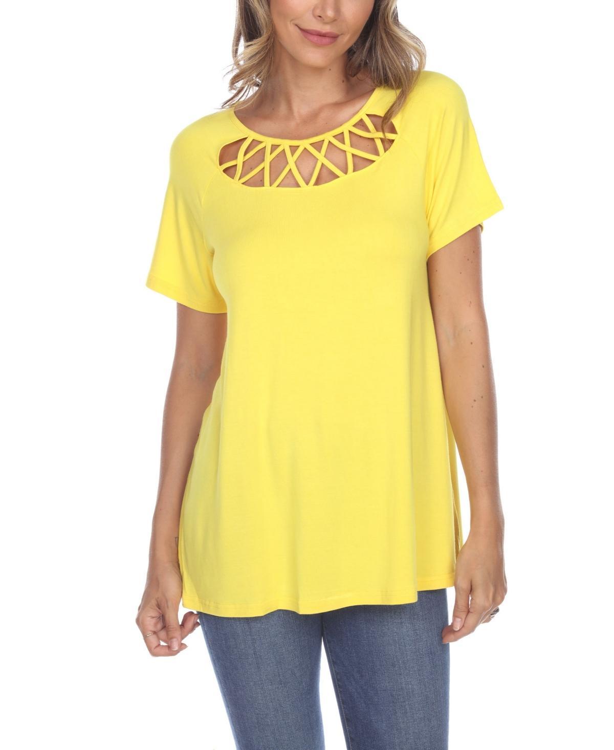 Womens Crisscross Cutout Short Sleeve Top Product Image