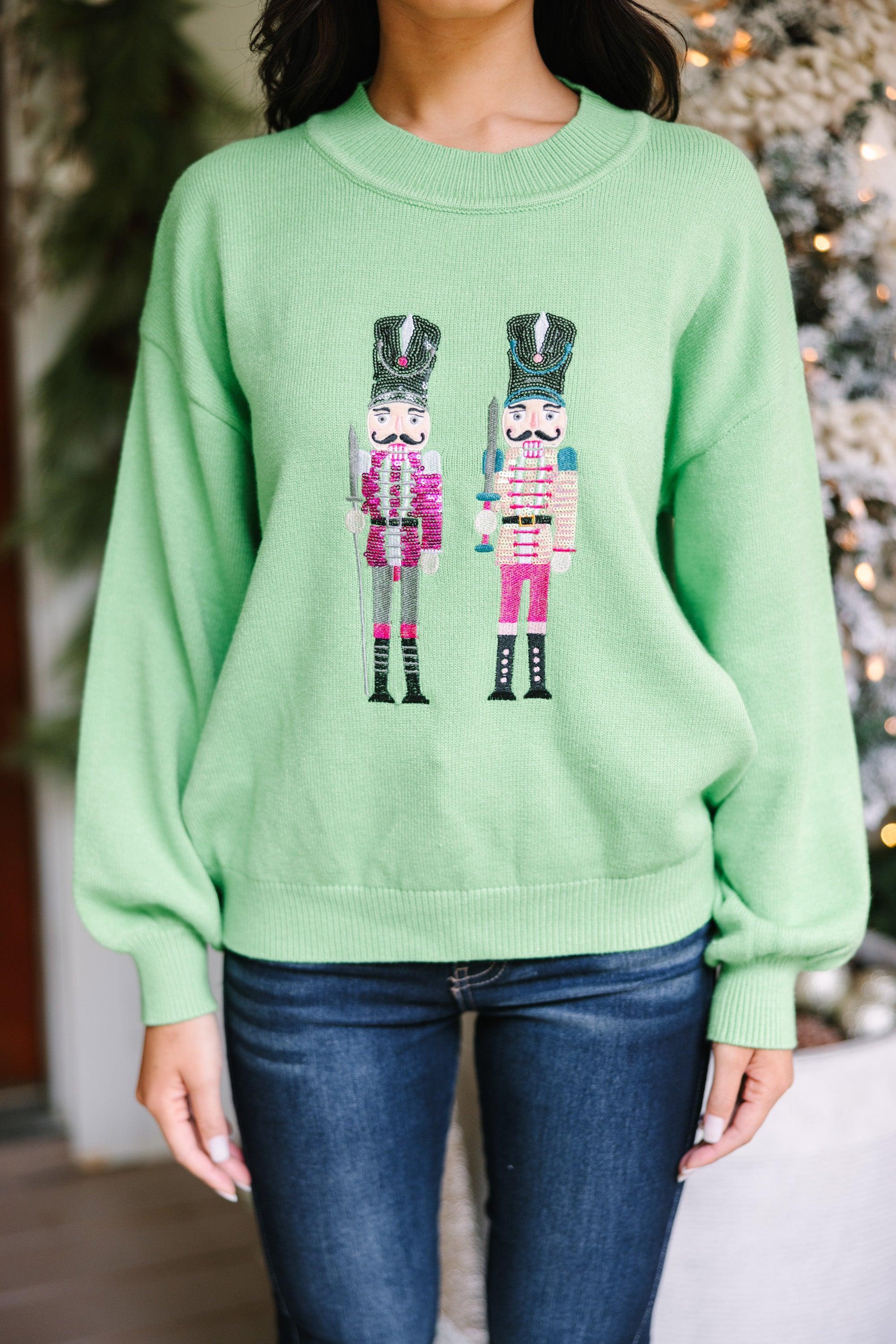 Nutcracker Fun Green Embroidered Sweater Female Product Image