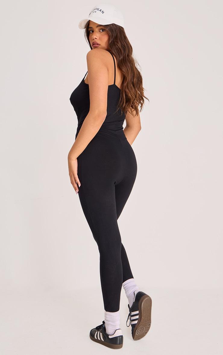 Black Jersey Seam Detail Strappy Jumpsuit Product Image