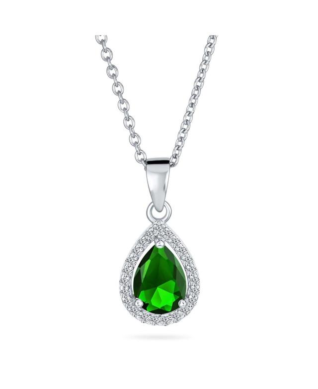 Bling Jewelry Cubic Zirconia Traditional Classic Large Cz Teardrop Solitaire Pendant Necklace For Women .925 Sterling Silver Product Image