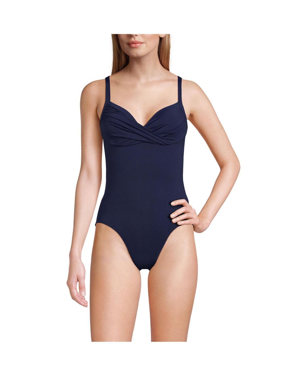 Lands End Womens Sculpting Suit Targeted Control Draped One Piece Swimsuit Product Image