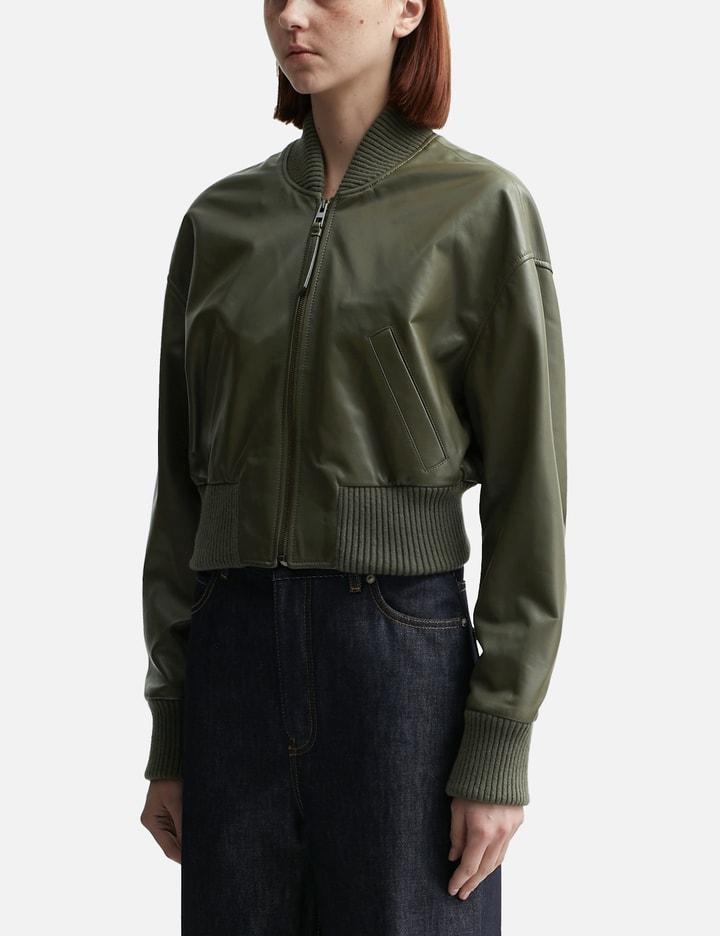 LOEWE Leather Bomber Jacket In Green Product Image