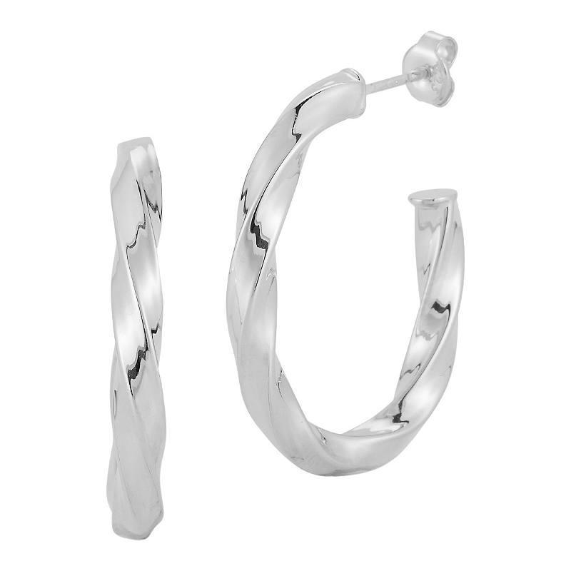 Sunkissed Sterling Bold Oval Twist Hoop Earrings, Womens, Silver Product Image