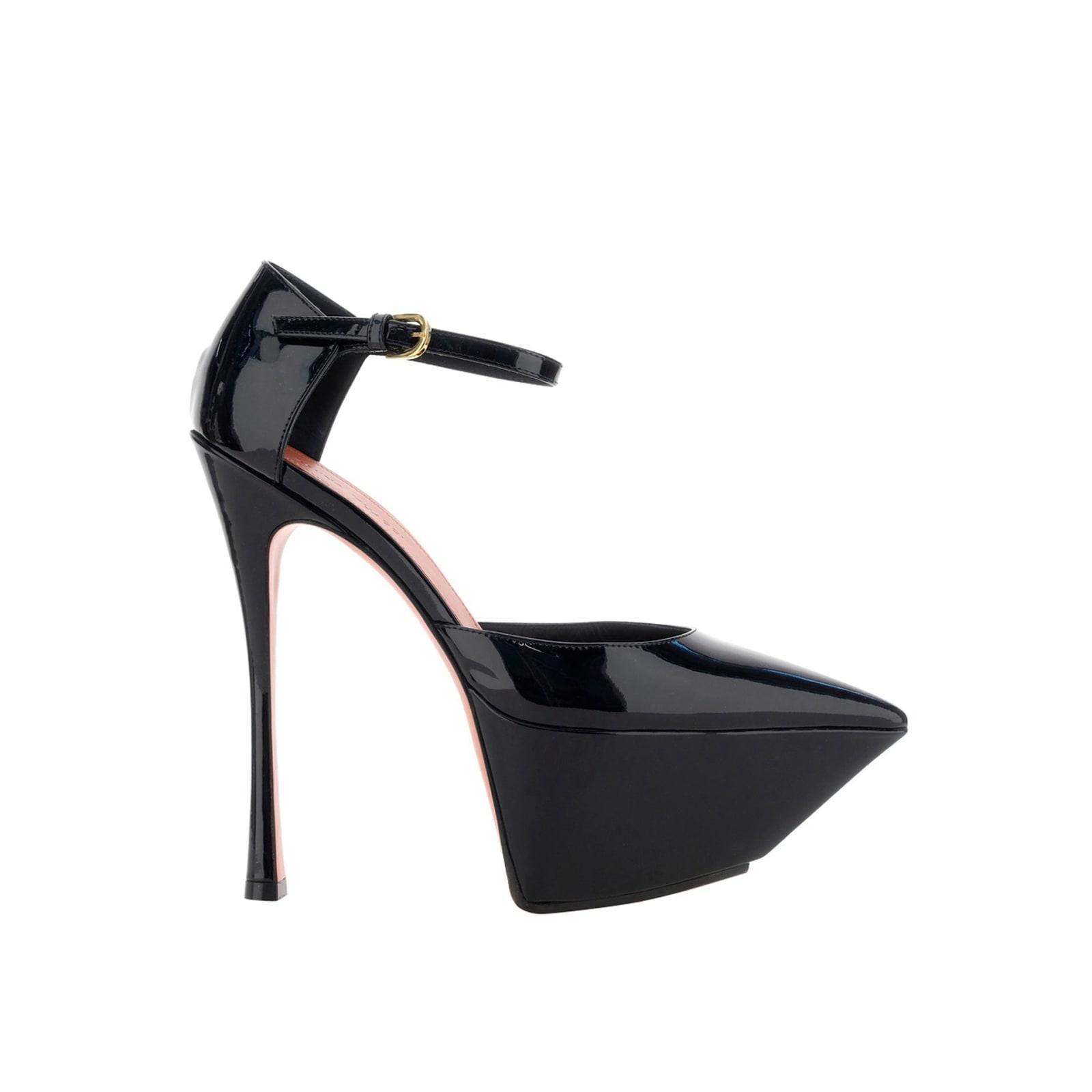 Angelica Leather Platform Pumps In Patent Black Product Image